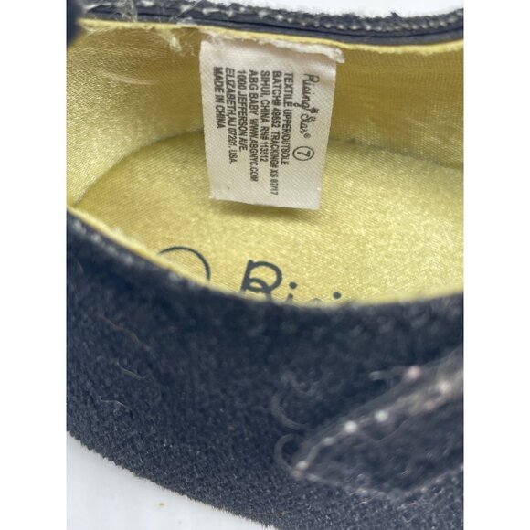 Black Velvet Rising Star Girls Mary Jane Shoes Size 7 With Double Buckle Straps - Picture 5 of 5